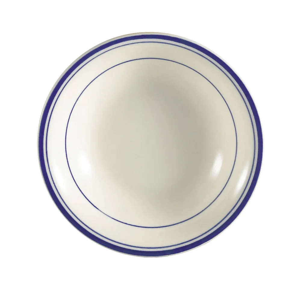 CACChina BLU-32 - Blue Line Fruit Dish, 4" Dia., 3 oz., Ceramic, Blue Band/White, 1 Dozen
