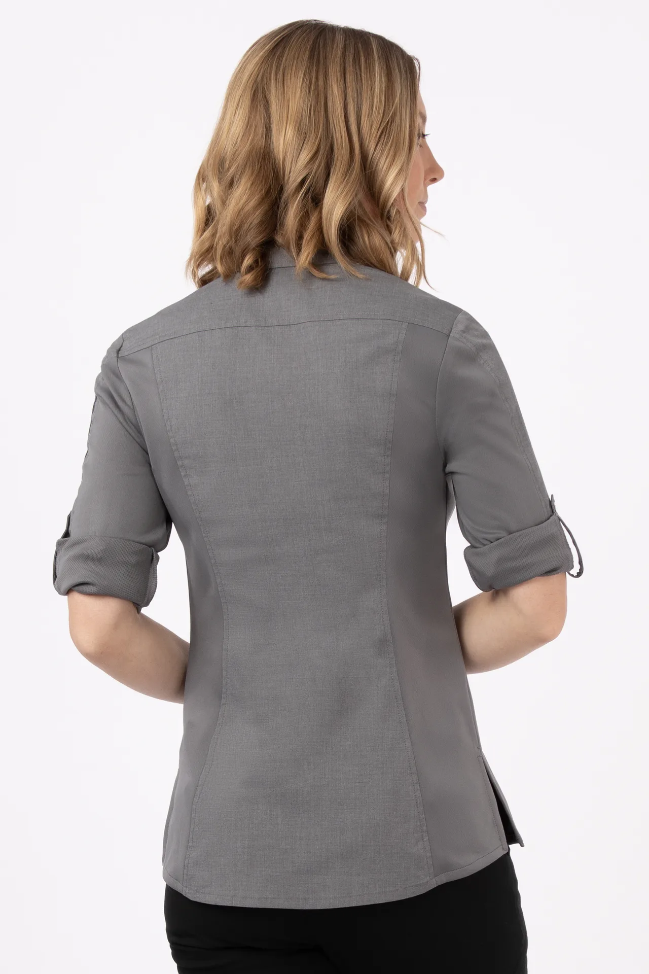 Chef Works SES02W-GRY-3XL Women's Seville Cook Shirt, Gray, 3XL, Stretch Fabric, Poly/Cotton