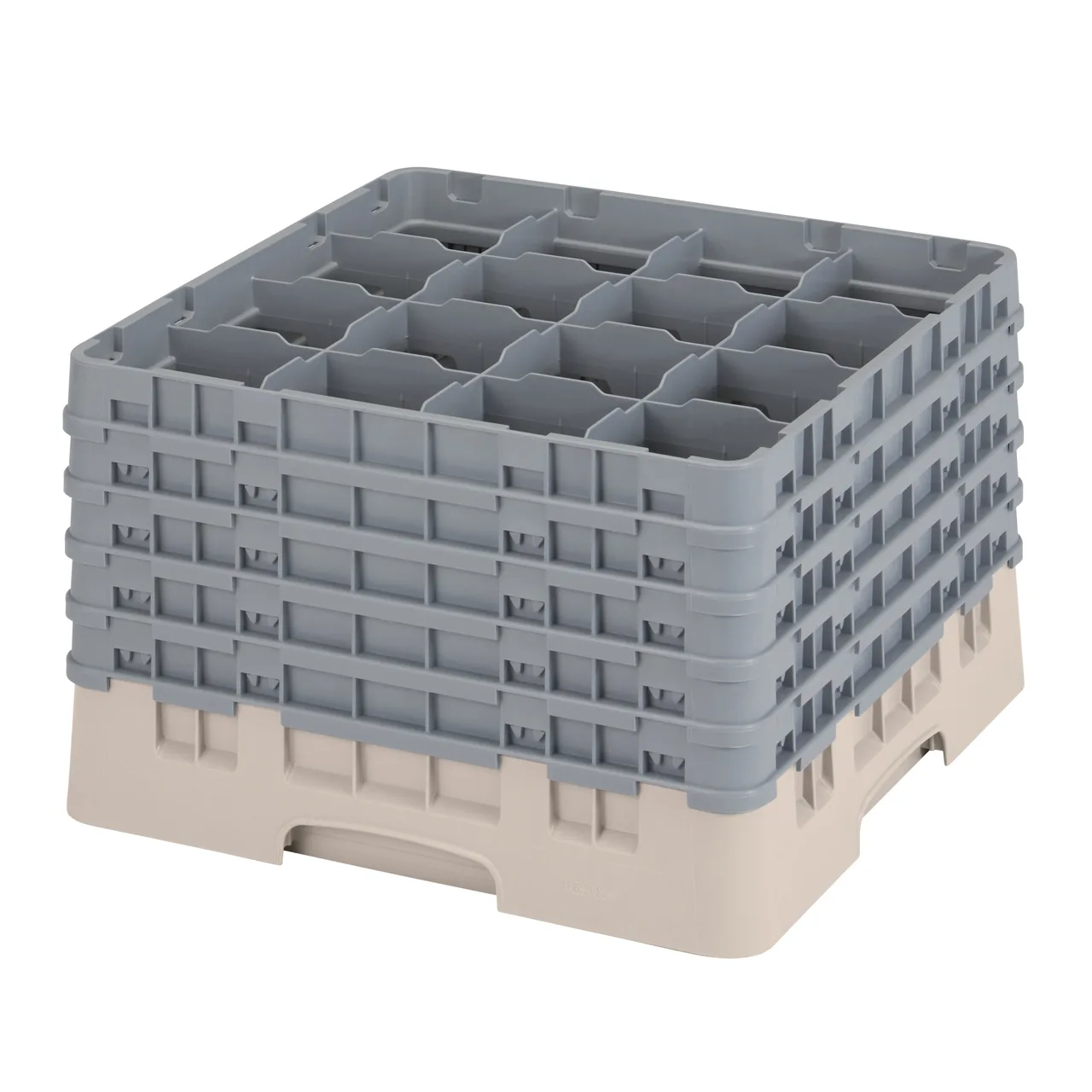 Cambro 16S1058184 Camrack Glass Rack, Full Size, Beige, 19-3/4" x 19-3/4", 16 Compartments, 11" Height