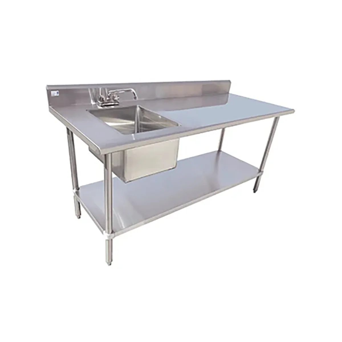 Serv-Ware TSF-3048-L 48" Work Table with Prep Sink(s) / Bowl on Left - 16 Gauge