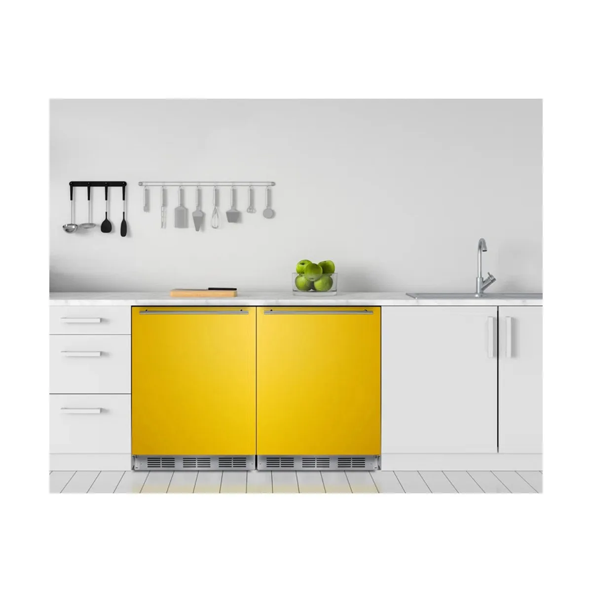 Summit BRF611WHY 23" Undercounter Freezer in White, w/ Saffron Gold Door, 5.1 cu. ft.