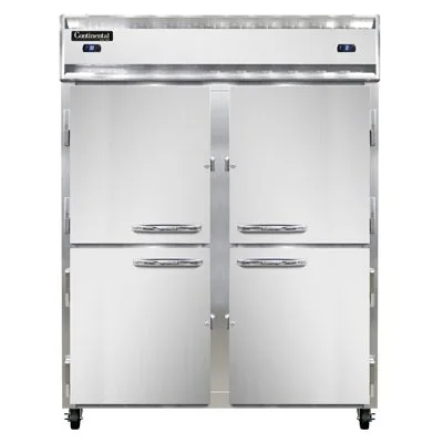 Continental Refrigerator 2RFENSAHD 57" 2-Section Reach-In Refrigerator Freezer Combo w/ 4 Half Solid Doors