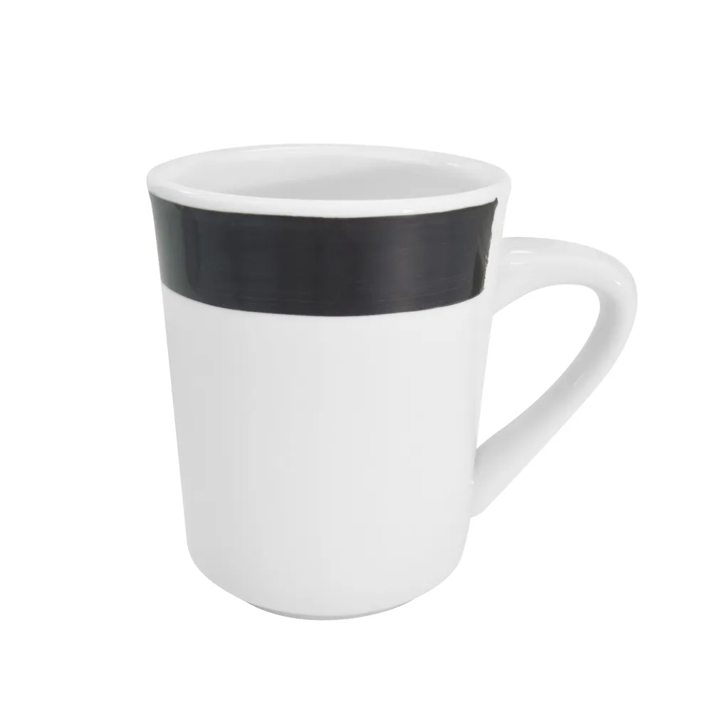 CAC China R-17-BLK - Rainbow Tierra 8 oz China Mug, 3‑1/8" Dia x 4" H, Black, Safe - 1 Dozen