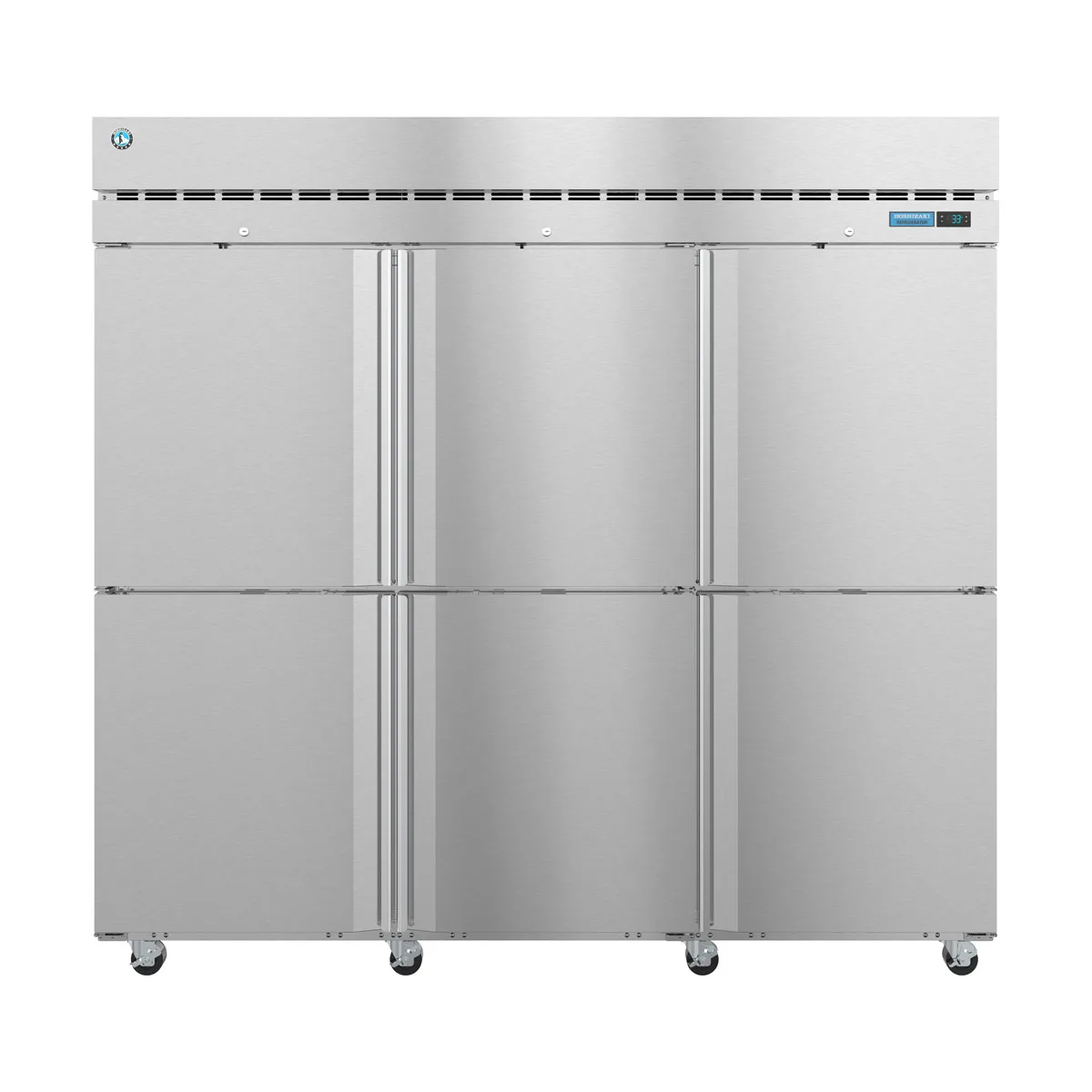Hoshizaki R3A-HS 82" 3-Section Reach-In Refrigerator w/ 6 Solid Half Doors, Top Mounted, Stainless Steel, 79 cu. ft.