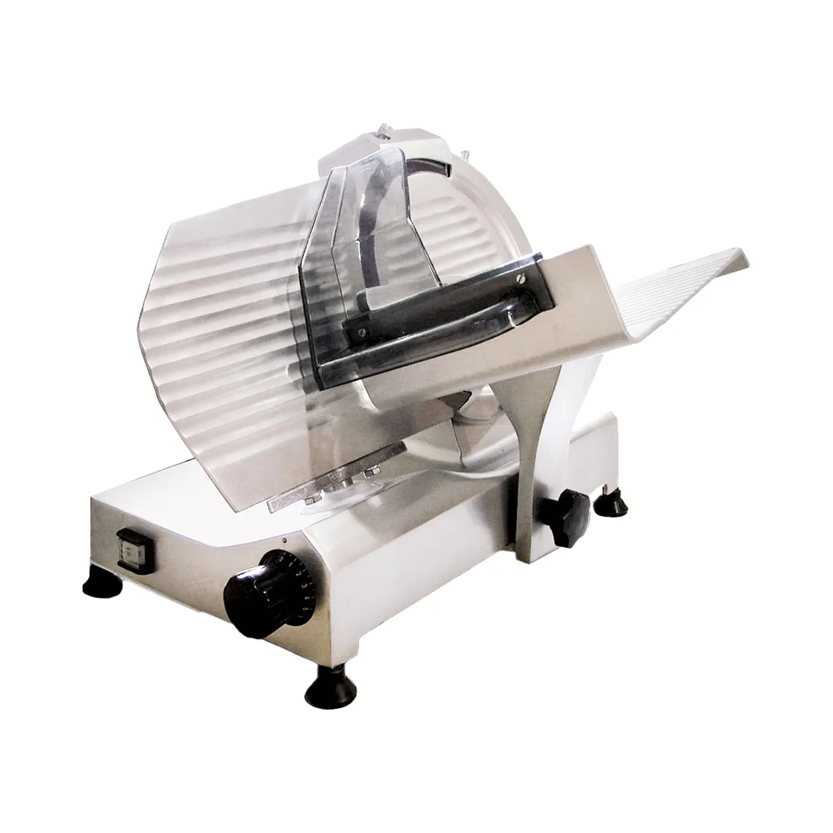 Omcan USA 31343 10" Meat Slicer, 0.30 HP, Belt Drive, Angle/Gravity Feed, Anodized Aluminum Construction