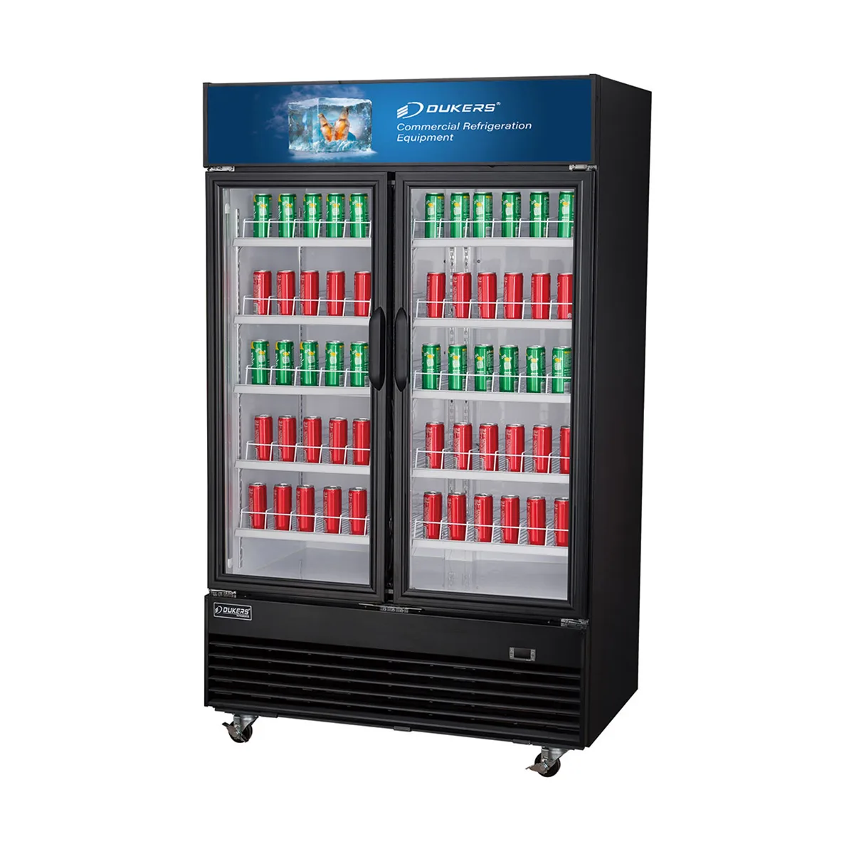 Dukers Appliance Co DSM-33R 47" Two Glass Door Merchandiser Refrigerator in Black, 33.5 cu. ft.