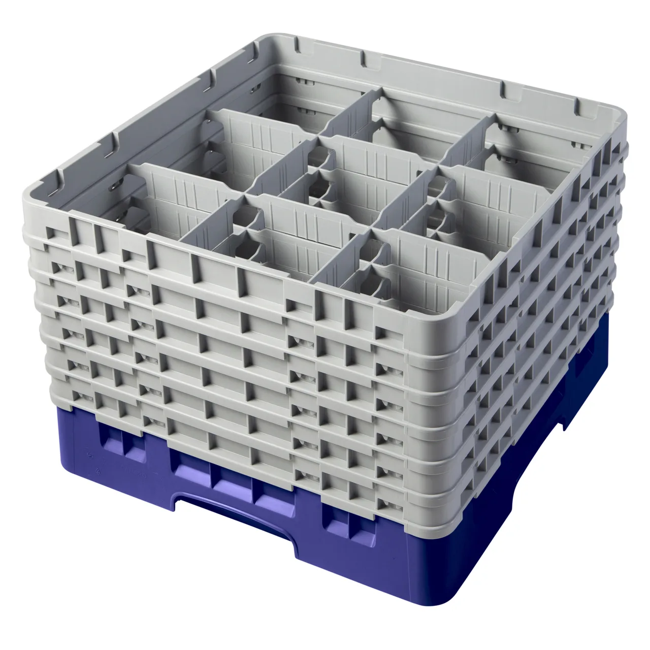 Cambro 9S1114186 Camrack Glass Rack, Navy Blue, Full Size, 19-3/4 x 19-3/4, 9 Compartments, 5-7/8 Max Dia, 11-3/4 Max Height, HACCP Compliant