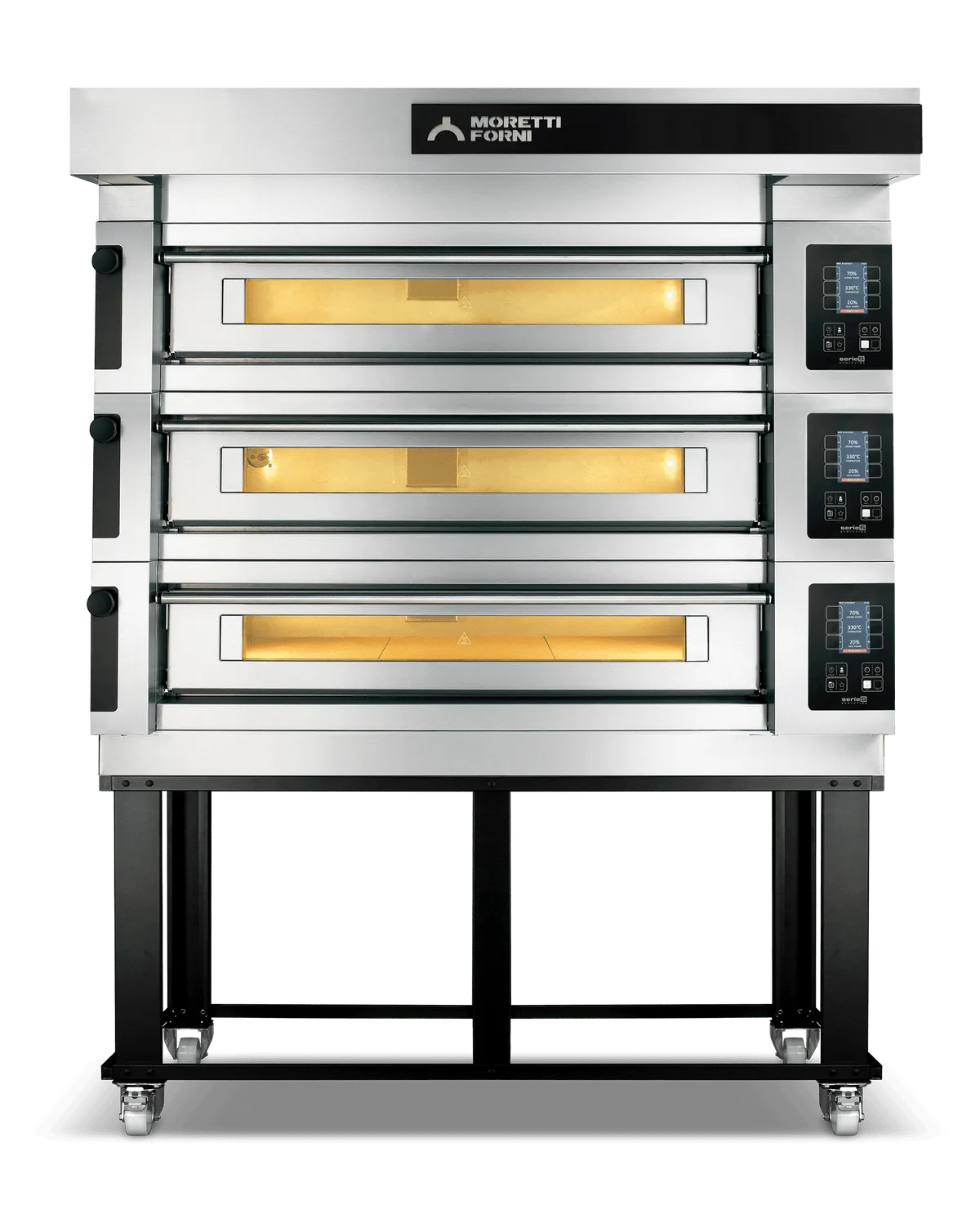 Moretti Forni S140E3 55" Electric Pizza Deck Oven, 3‑Deck Brick, Dual‑Power Heat