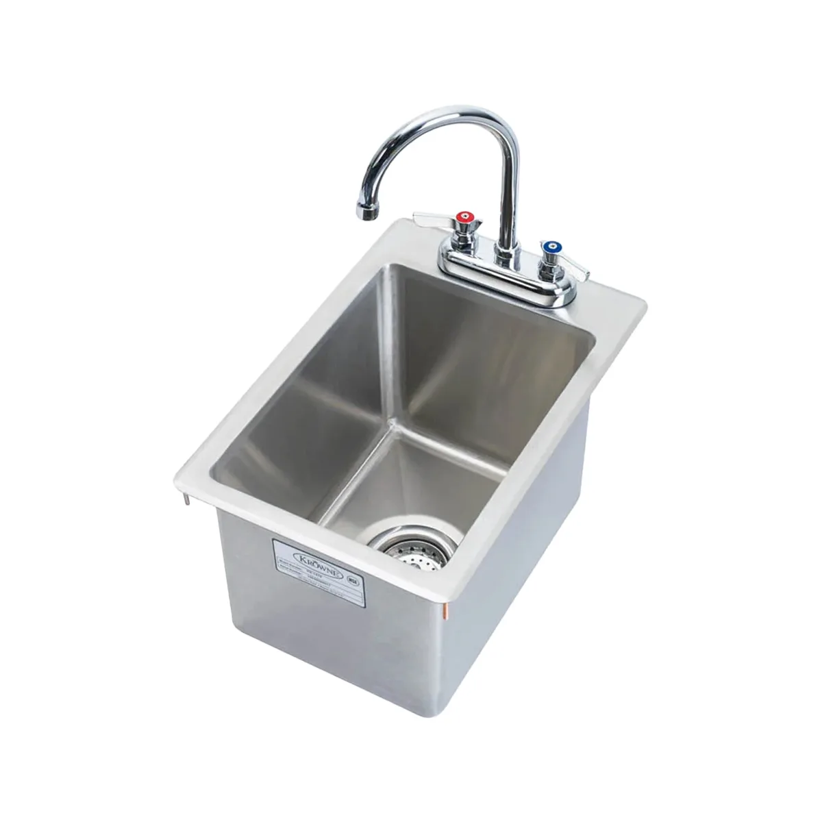Krowne HS-1419 12" Drop In Hand Sink with Faucet - 20 gauge / no Backsplash