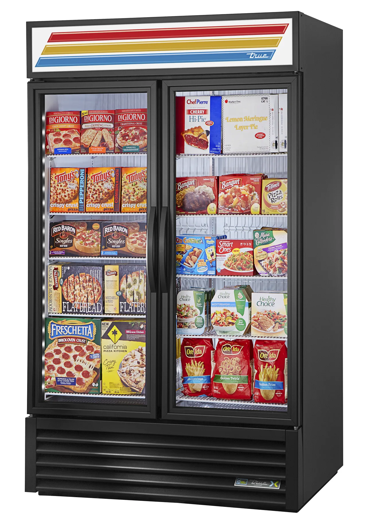 True GDM-43F-FLX-HC~TSL01 47" 2 Glass Door Refrigerator/Freezer Convertible Merchandiser