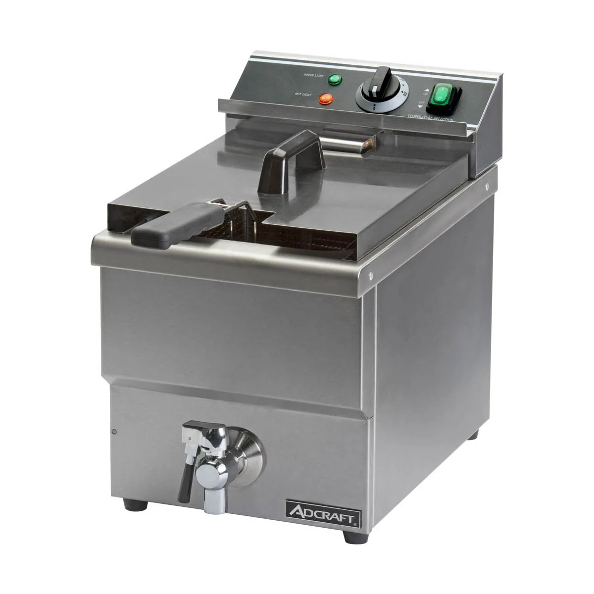 Adcraft DF-12L Single-Tank Countertop Electric Deep Fryer w/ Faucet, Fryer Basket, 25 lbs/hour