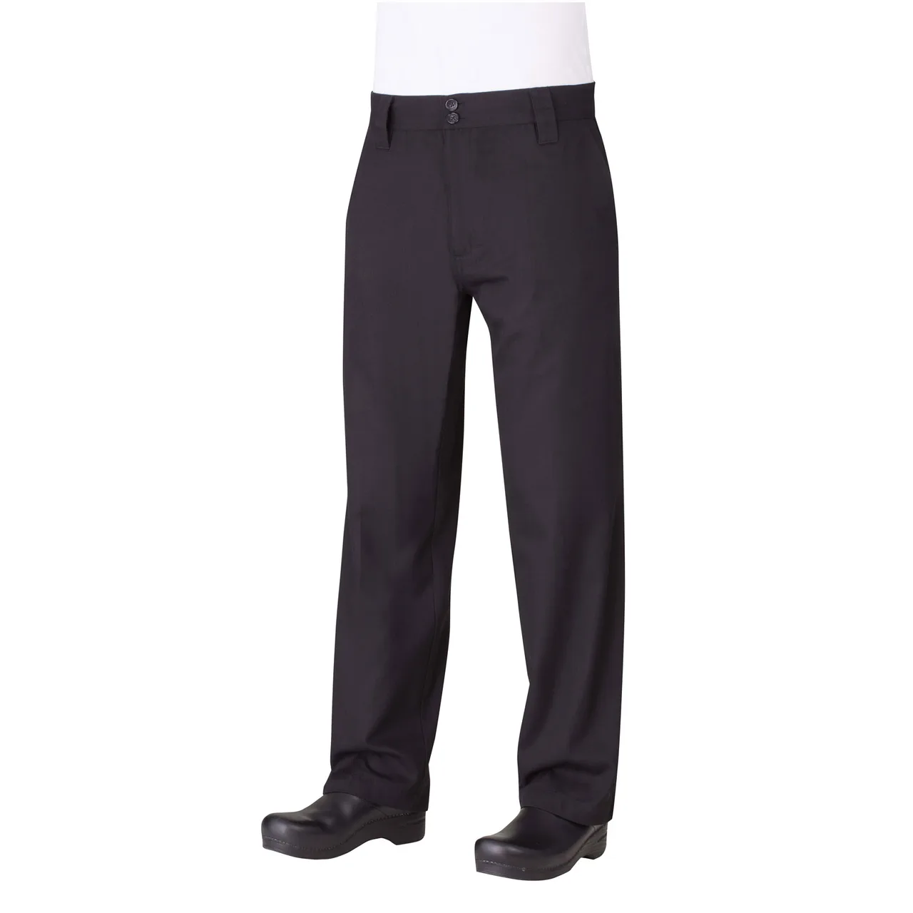 Chef Works PS005-BLK-30 Chef Pants, Size 30", Black, 65/35 Poly/Cotton, Zipper Fly, Back Pockets