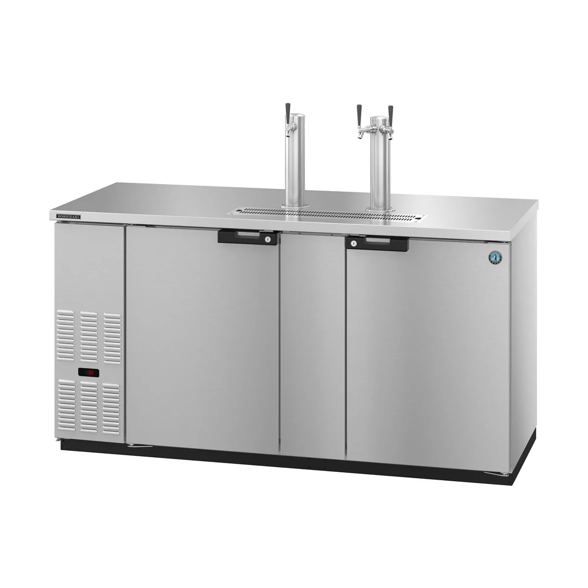 Hoshizaki DD69-S Stainless Steel Single/Double Tap Kegerator Beer Dispenser, 3x1/2 Keg Capacity