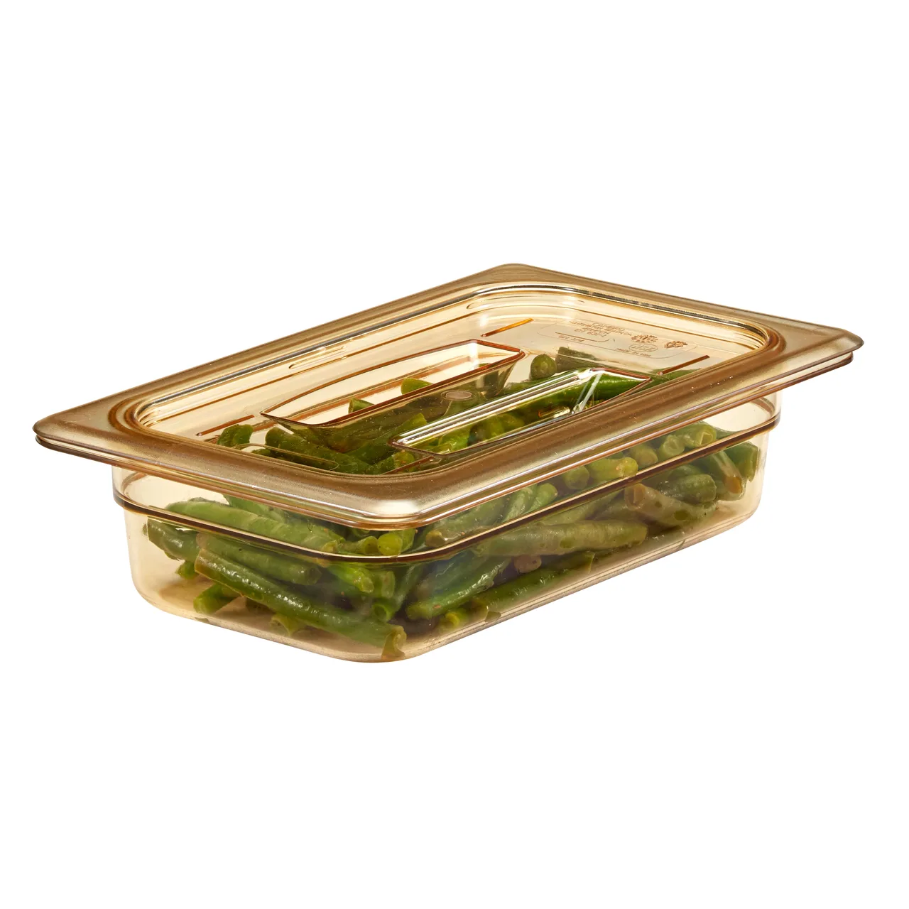 Cambro 40HPCH150 1/4‑Size Plastic Pan Cover, Amber Handled Lid, -40°F to 300°F, NSF