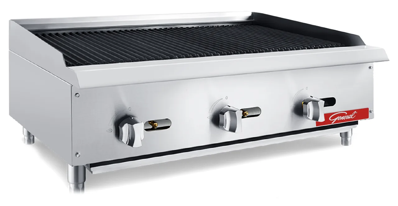 General GCRB-36NG 36" Countertop Gas Charbroiler with Manual Controls