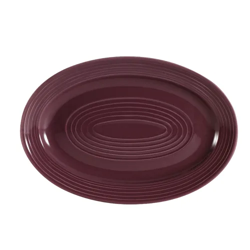 CAC China TG-34-PLM Tango Platter – 9-5/8" L × 6-1/2" W × 1" H, Oval Plum, Embossed Rim – 1 Dozen