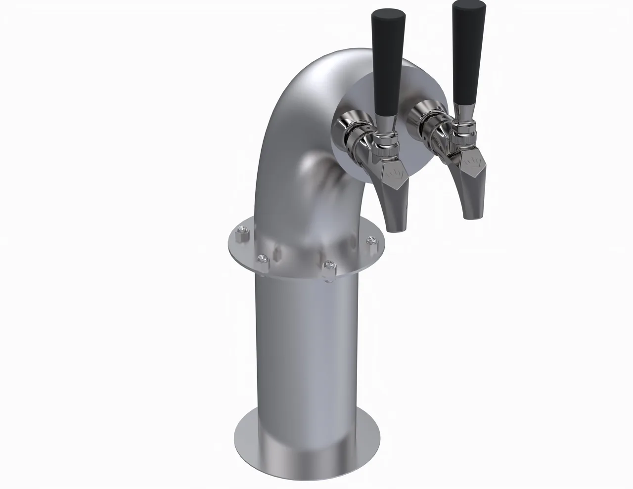 Krowne KSH-2S Faucet Tower, 1‑Column Stainless, Glycol‑Cooled Draft, Two Faucets No Handles
