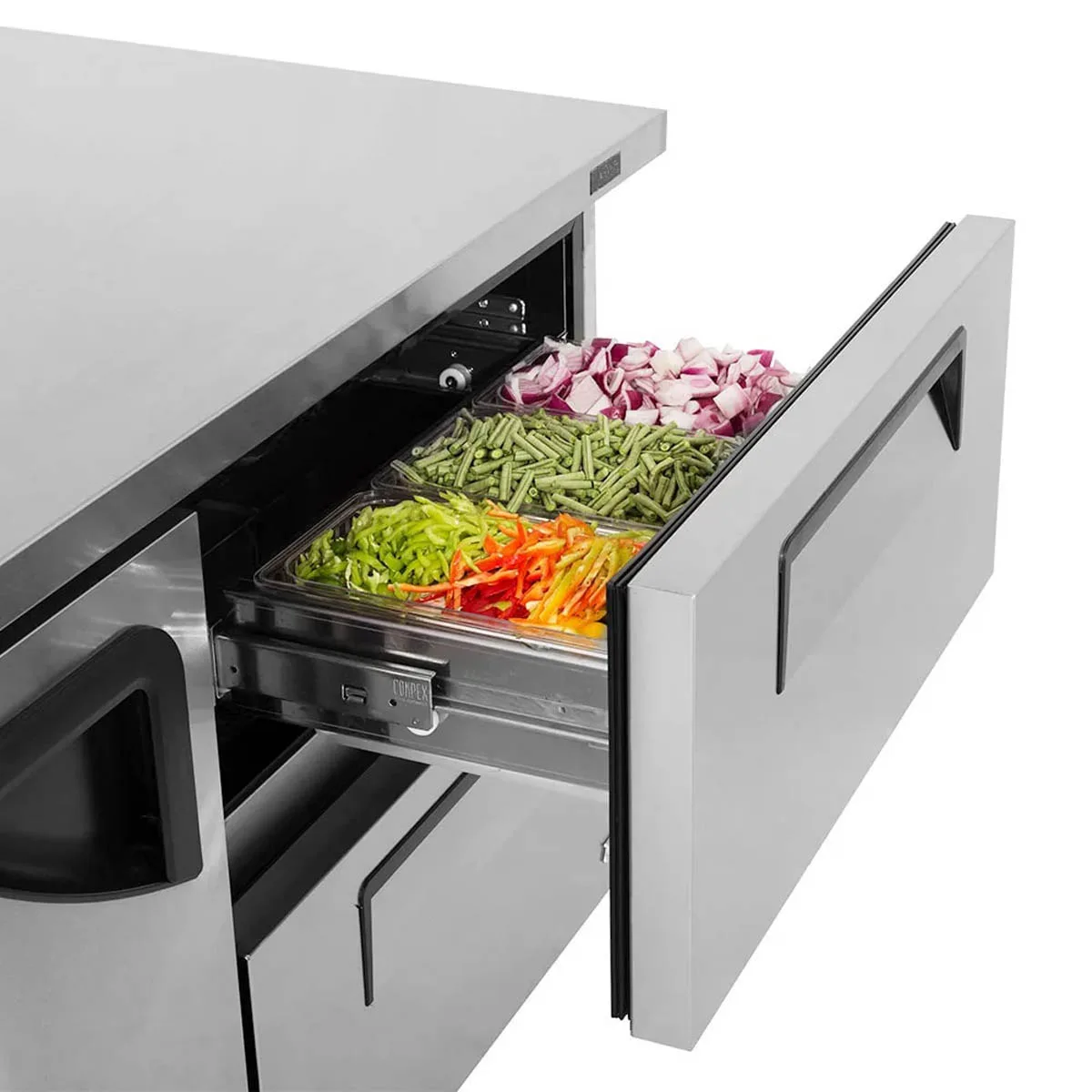 Turbo Air TUR-60SD-D2-N 60" Undercounter Refrigerator, Stainless Steel, 17 cu ft, 1 Door 2 Drawers