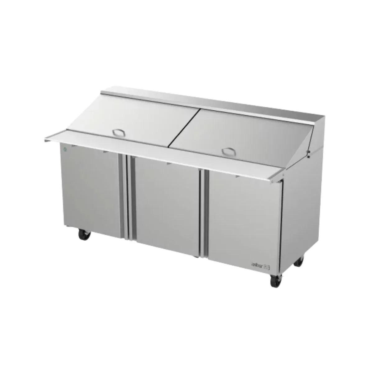 Asber APTM 72 30 P 72" 3-Door Mega Top Sandwich and Salad Prep Table, 30 Pans, Stainless Steel