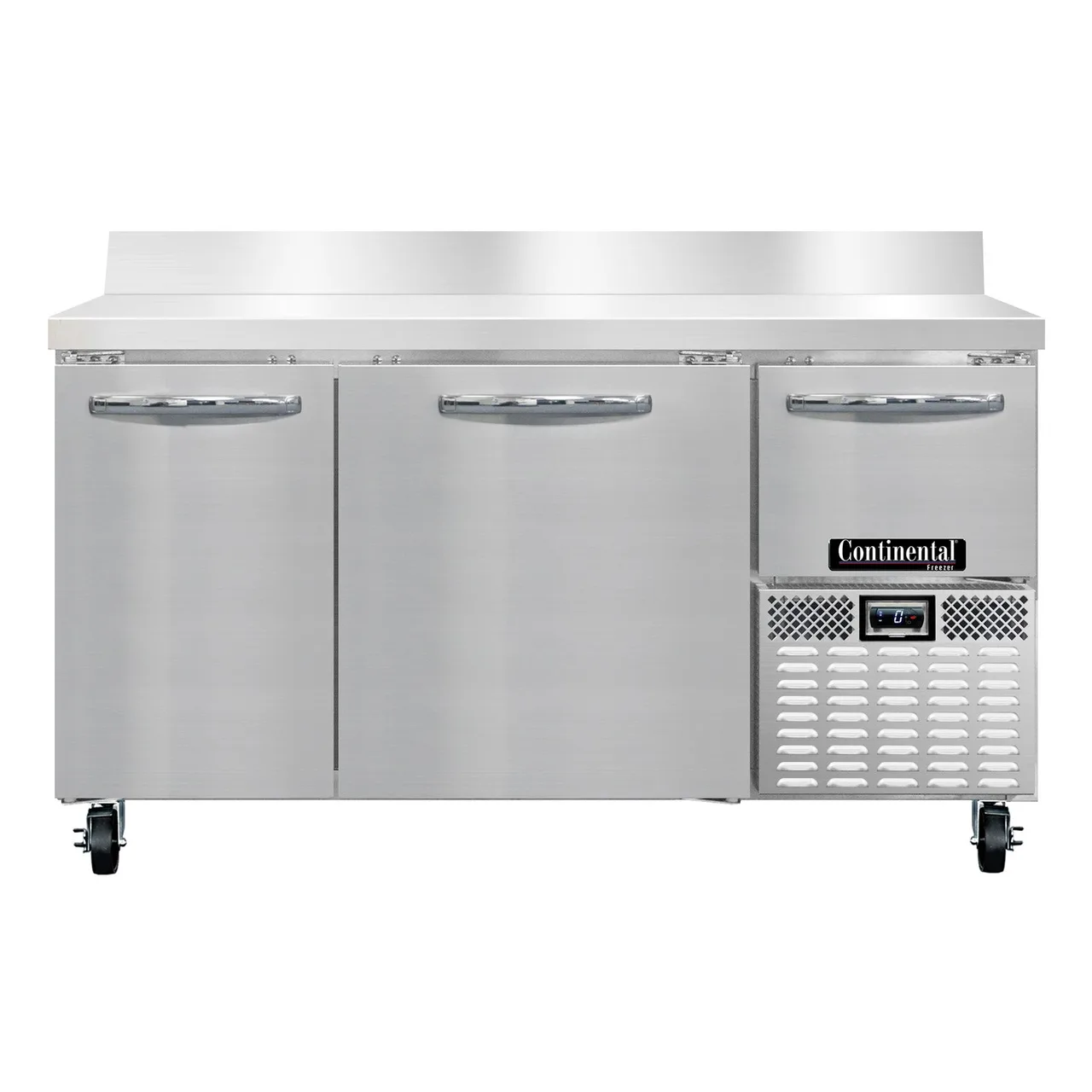 Continental Refrigerator FA60NBS 60" 2-Section Worktop Freezer w/ 2 Full & 1 Half Door