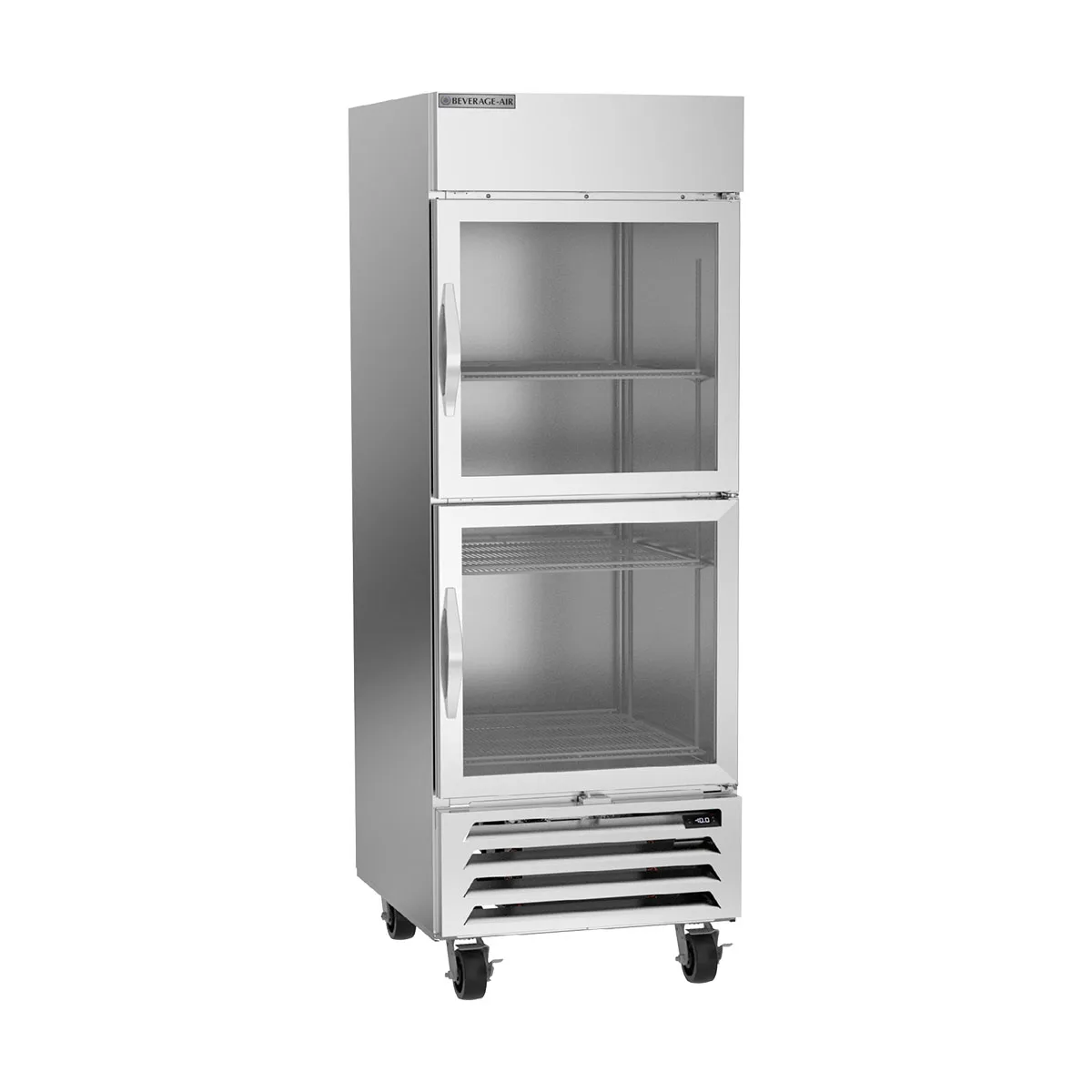 Beverage Air HBF23HC-1-HG 27" 1-Section Reach-In Freezer, 2 Half Glass Doors, Bottom Mount, 23.32 cu. ft., Stainless Steel