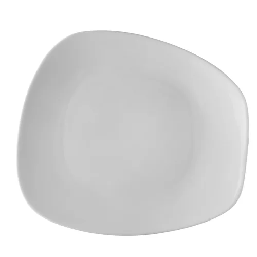 CAC China OAK-21 Oak Plate, 12-3/8" x 11-1/4" x 2" Porcelain Bone White Coupe Rim - Dozen