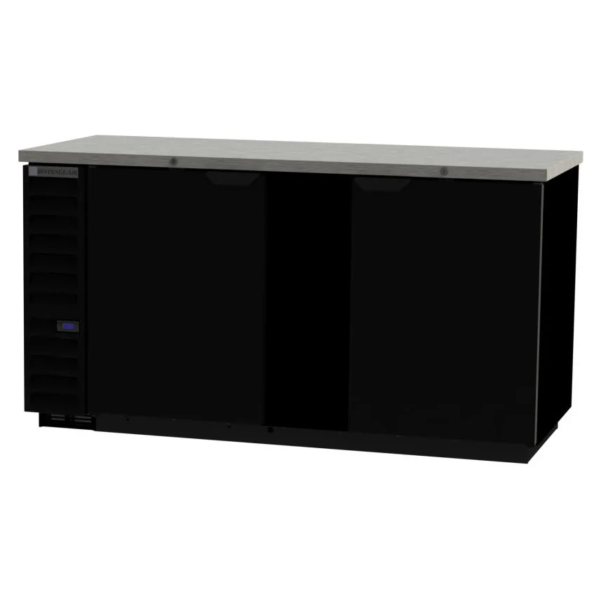 Beverage Air BB68HC-1-F-B 69" 2 Section Black Back Bar Cooler with Solid Door