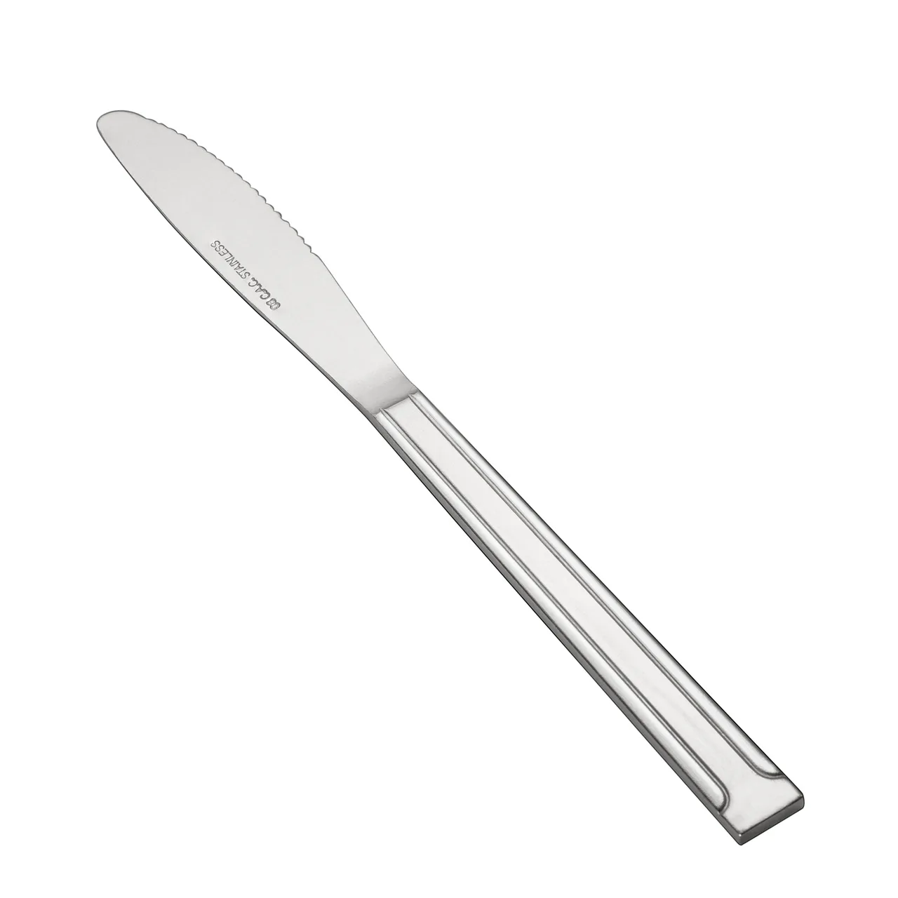 CAC China 1001-08 Dominion Dinner Knife, 8" Length, 18/0 Stainless Steel Solid Handle - 1 Dozen