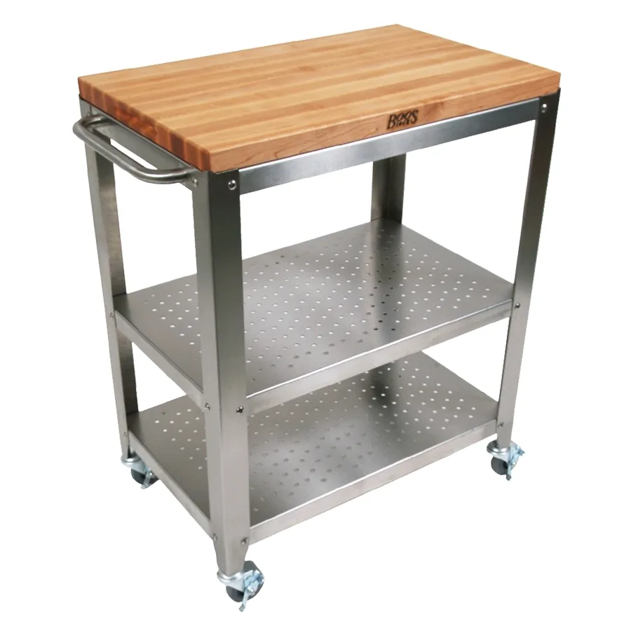 John Boos CU-CULART30 Cucina Culinarté Cart, 30"W, Northern Hard Rock Maple Wood Top, Stainless Steel Base