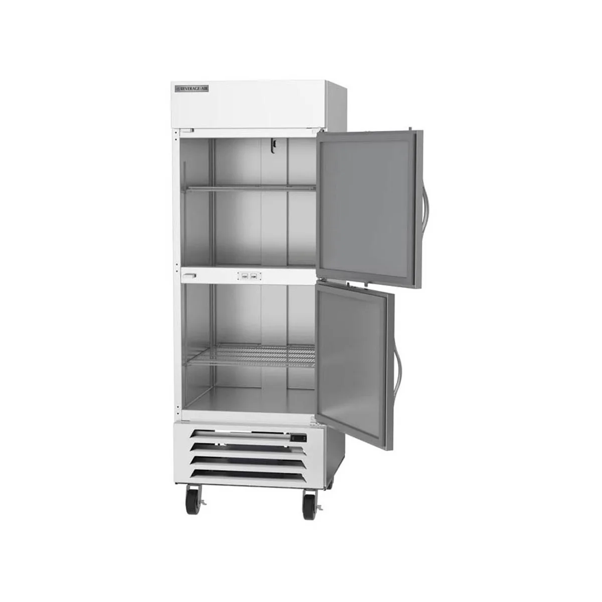 Beverage Air HBF27HC-1-HS 30" 2-Half Solid Door Reach-In Freezer, Bottom Mounted, 25.97 cu. ft., Stainless Steel