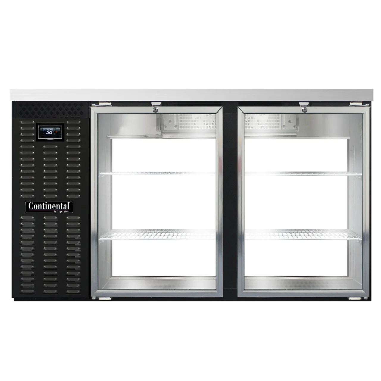 Continental Refrigerator BB59NGDPT Pass-Thru Back Bar Cooler w/ 22 Cu Ft, 4 Glass Doors, 59"