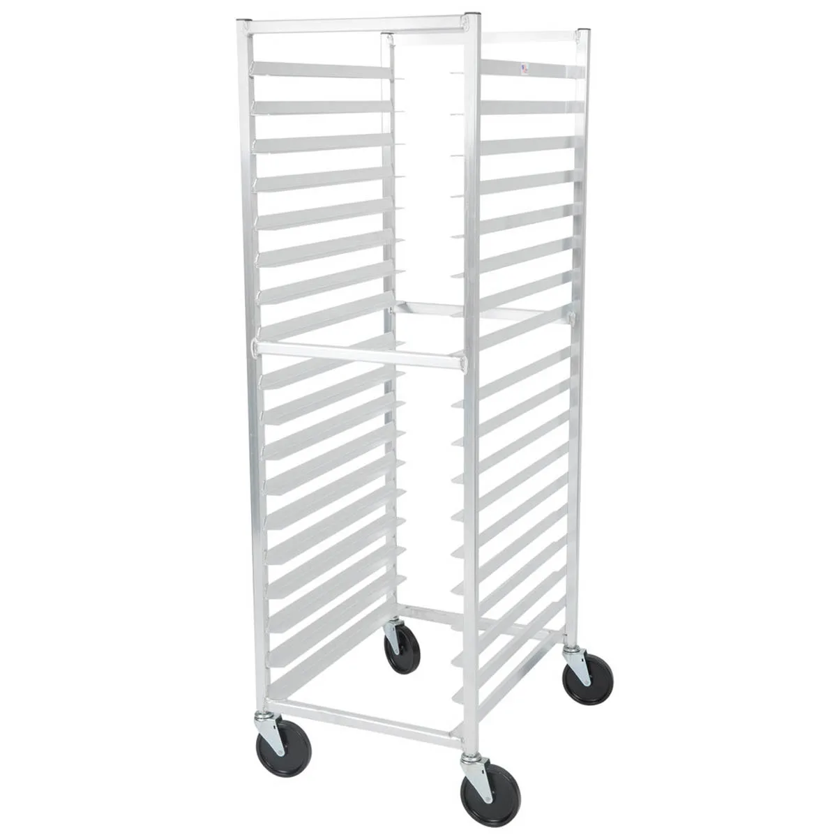 Lakeside 8522 18 Pan End Load Aluminum Roll-In Cooler Rack w/ Angle Ledges, 2" Bottom Load Slides