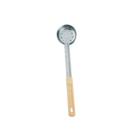 Omcan USA 80783 - 3 oz One-Piece Stainless Steel Perforated Portion Control Spoon with Ivory Handle