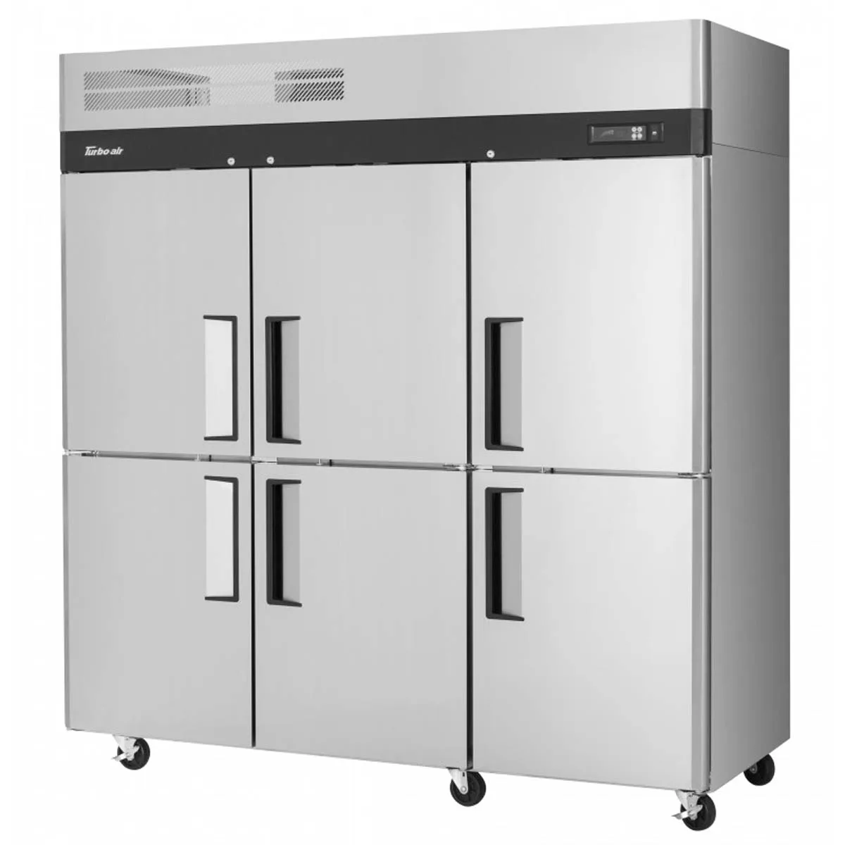 Turbo Air M3F72-6-N 77.75" 3-Section Reach-In Freezer, 6 Half Hinged Solid Doors, Top Mounted, 65.6 cu. ft., Stainless Steel