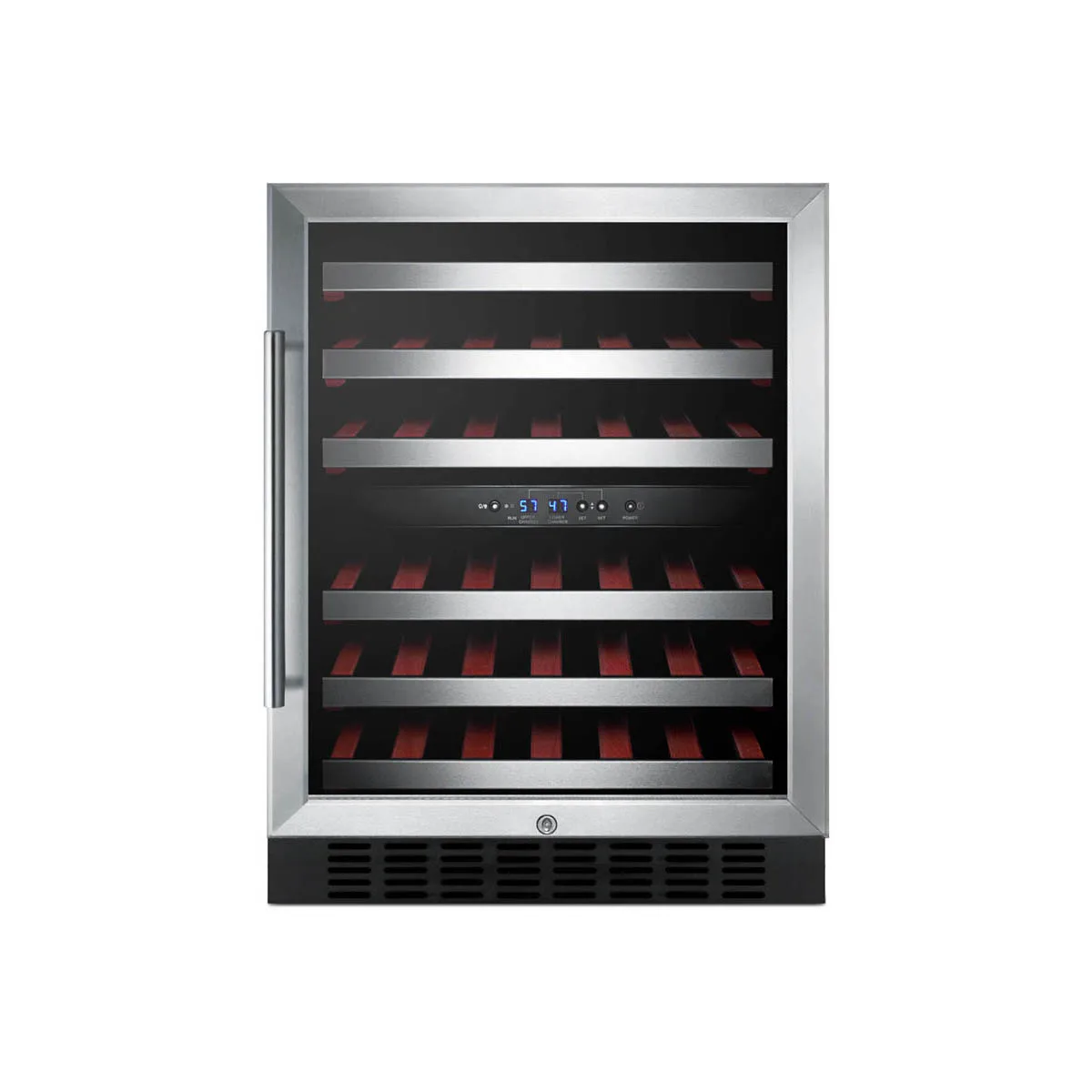 Summit SWC530BLBISTCSS 24" Glass Door Wine Refrigerator, Dual Temperature, 36 Bottles