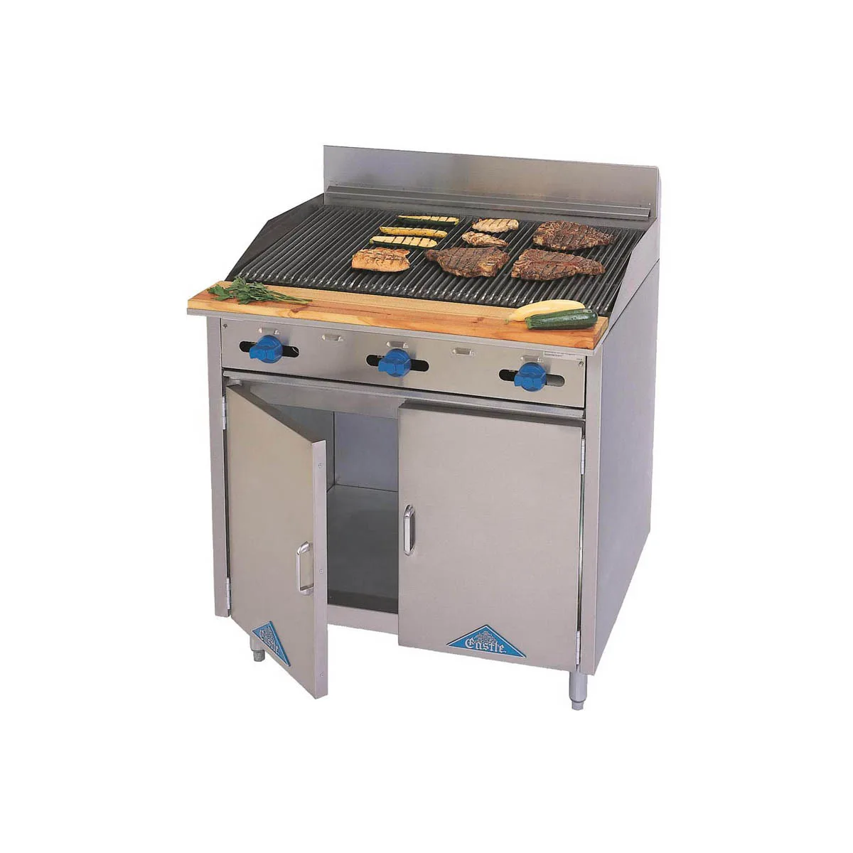 Comstock-Castle F33-18-1.5RB 36" Gas Restaurant Range w/ (1) 18" Griddle, (1) 18" Charbroiler, (1) Cabinet Base, 76.000 BTU