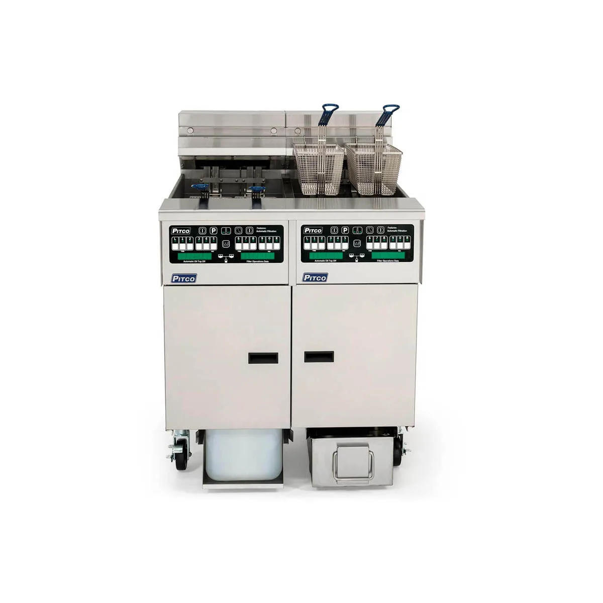 Pitco SSHLV14C/184/FD Multiple Battery Gas Fryer w/ (1) 32 lbs & (1) 42 lbs Frypots, Filter Drawer System