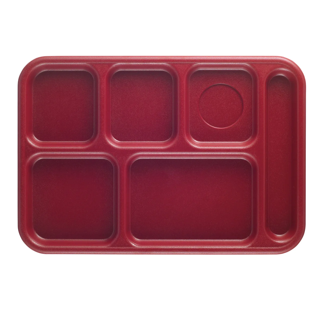 Cambro BCT1014416 6‑Compartment Rectangular Tray 10" x 14½" Red ABS Scratch‑Resistant
