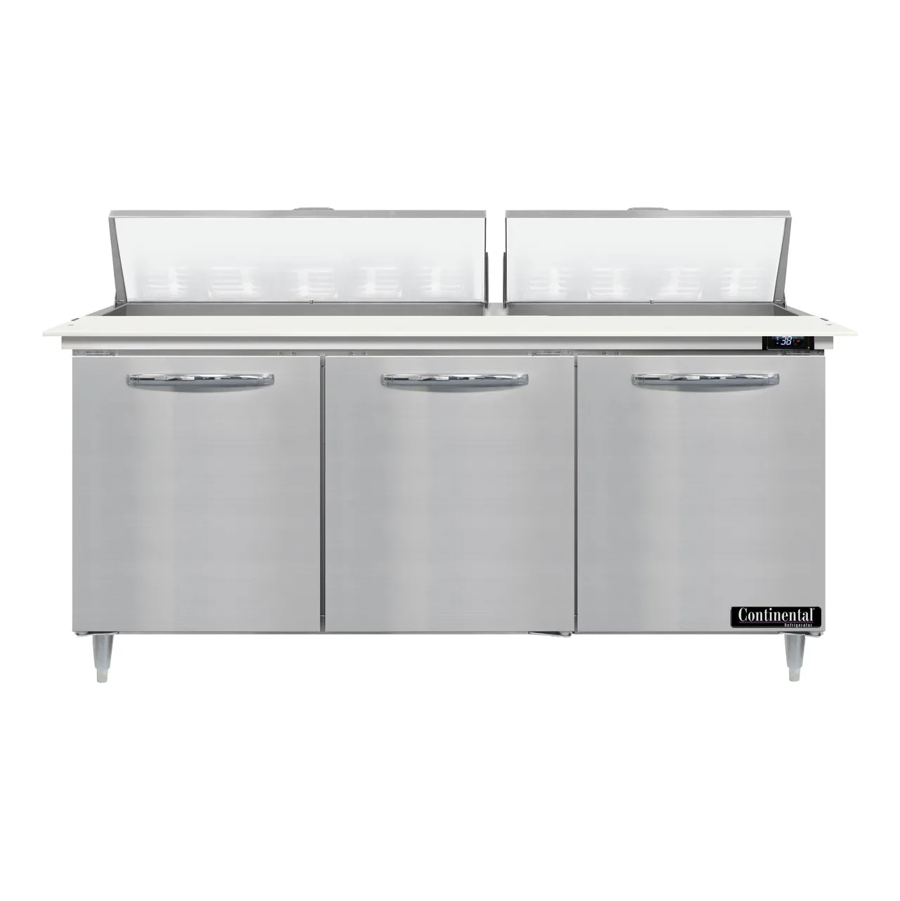 Continental Refrigerator D72N18C 72" Sandwich / Salad Prep Table w/ 3 Doors, 18 Pans