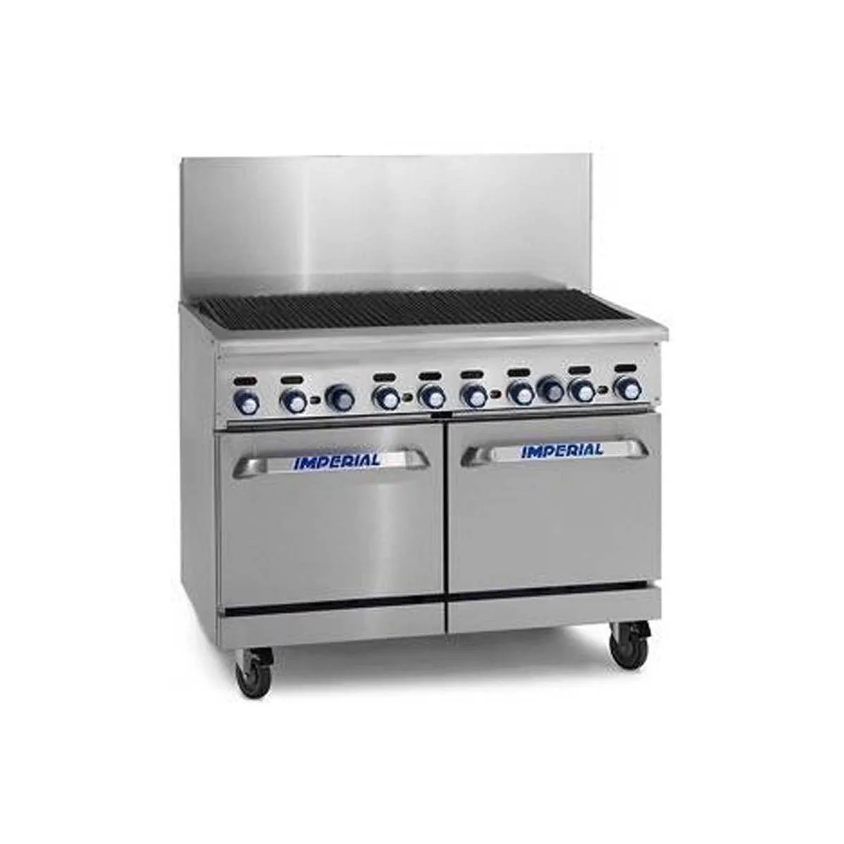 Imperial IR-48BR-220 48" Gas Restaurant Range w/ 48" Full Charbroiler, (2) Space Saver Ovens, 174.000 BTU