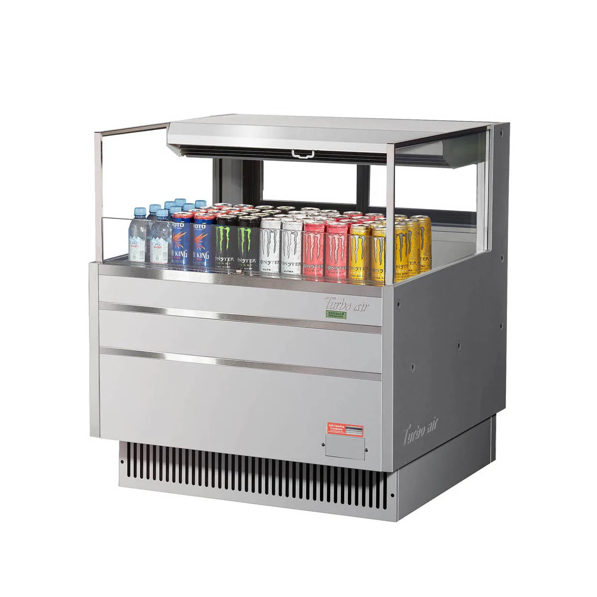 Turbo Air TOM-36L-UFD-S-1S-N 34" Horizontal Open Air Merchandiser, Stainless Steel, Self-Contained