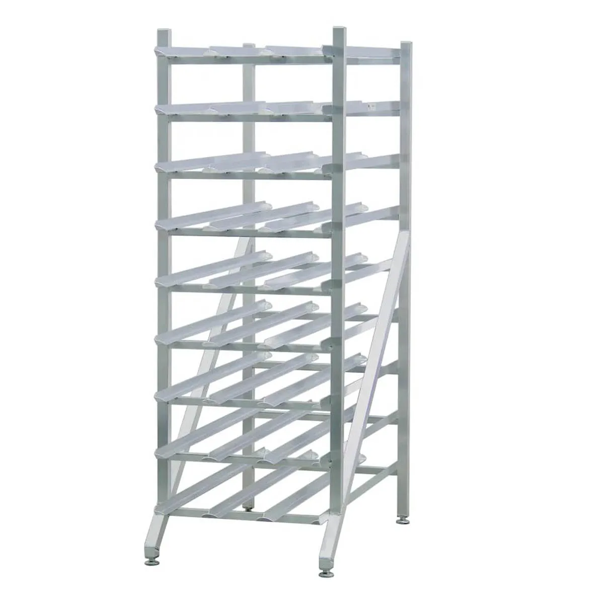 New Age 1256 Aluminum Stationary Can Rack with 216 #10 or 297 #5 Cans Capacity, Adjustable Feet