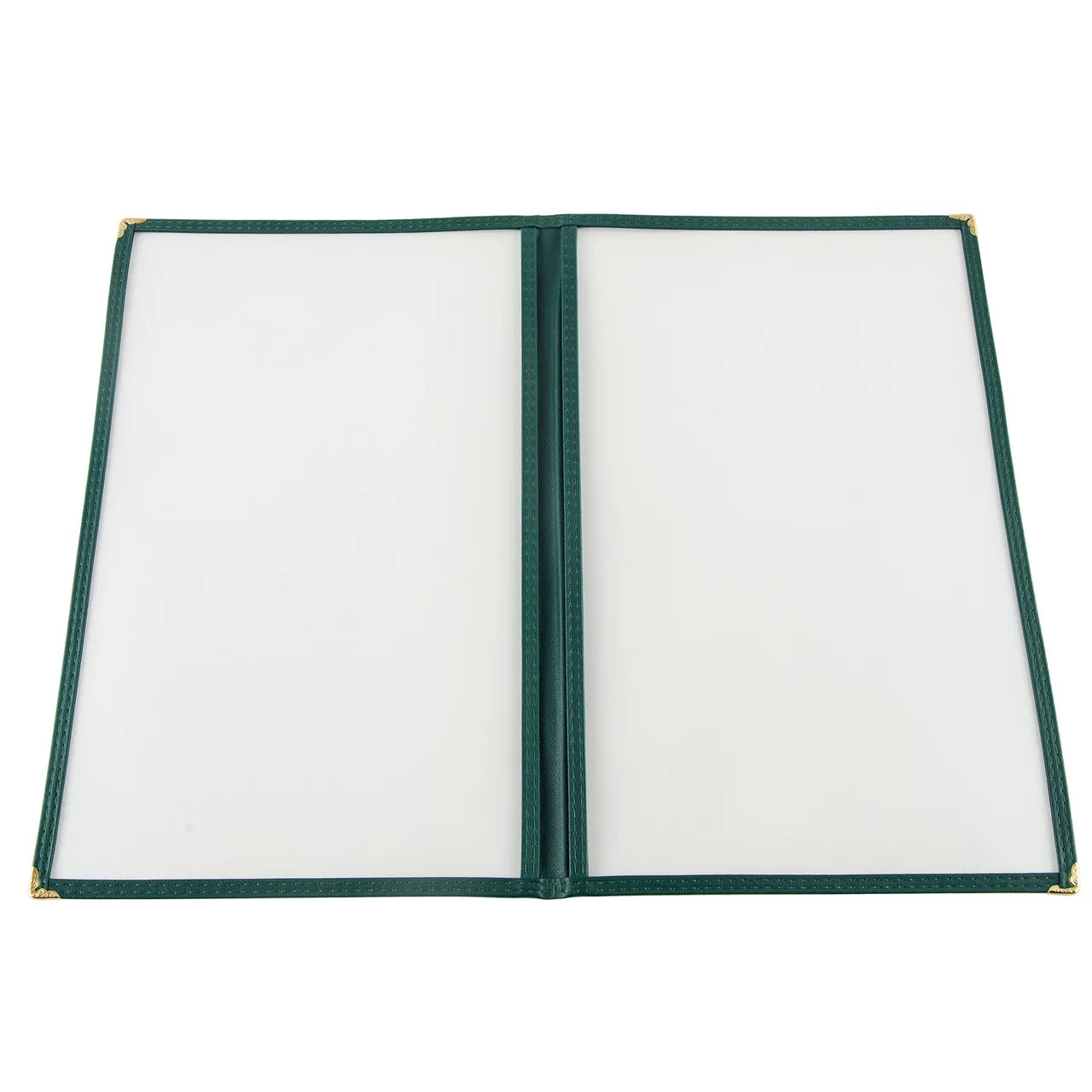 CAC China MCP2-914GN Menu Cover, 2-Pocket Vinyl, 8½" x 14" Insert, Green Trim, Double‑Sided View