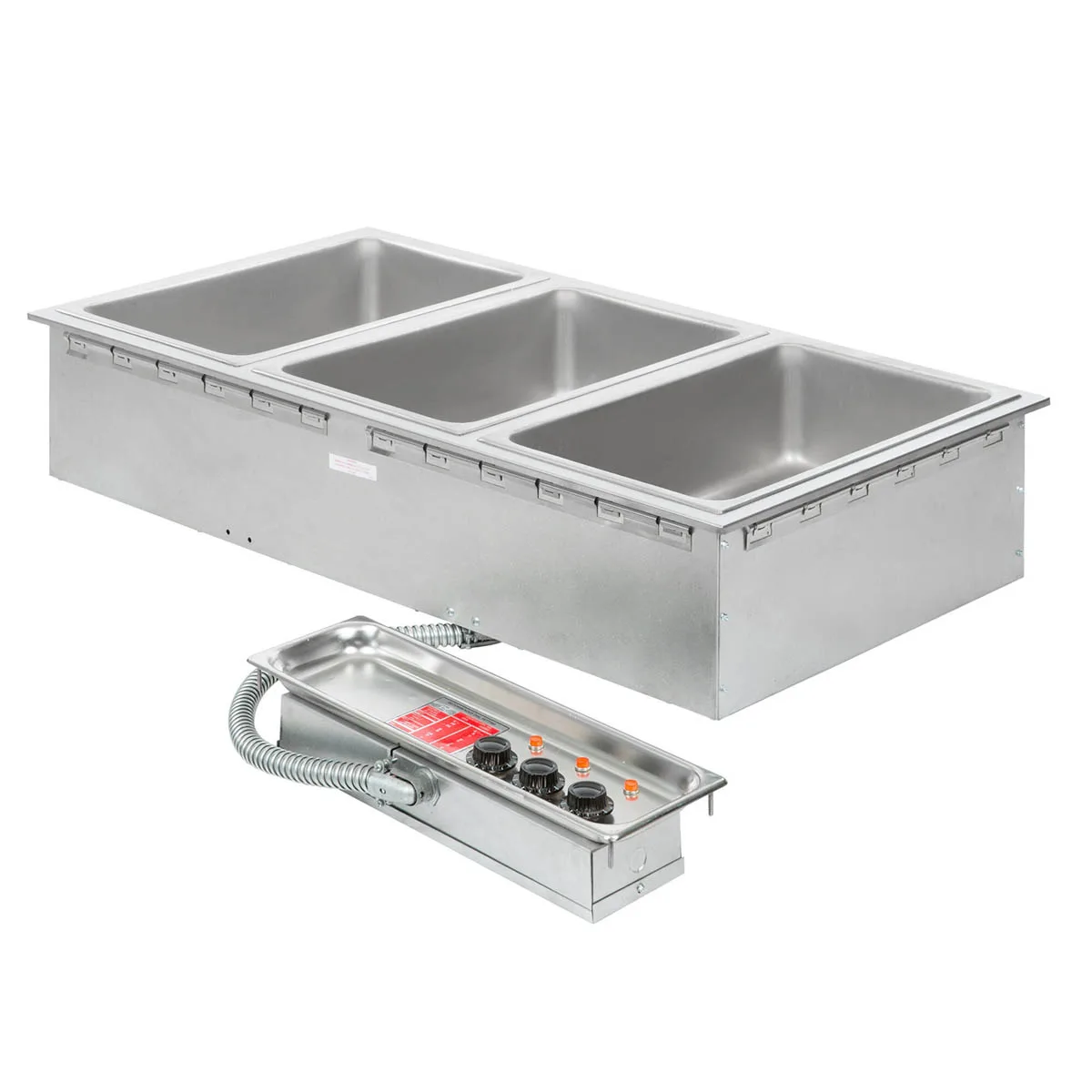 APW Wyott HFW-3DS 15" Insulated Three Pan Drop In Hot Food Well with Drain