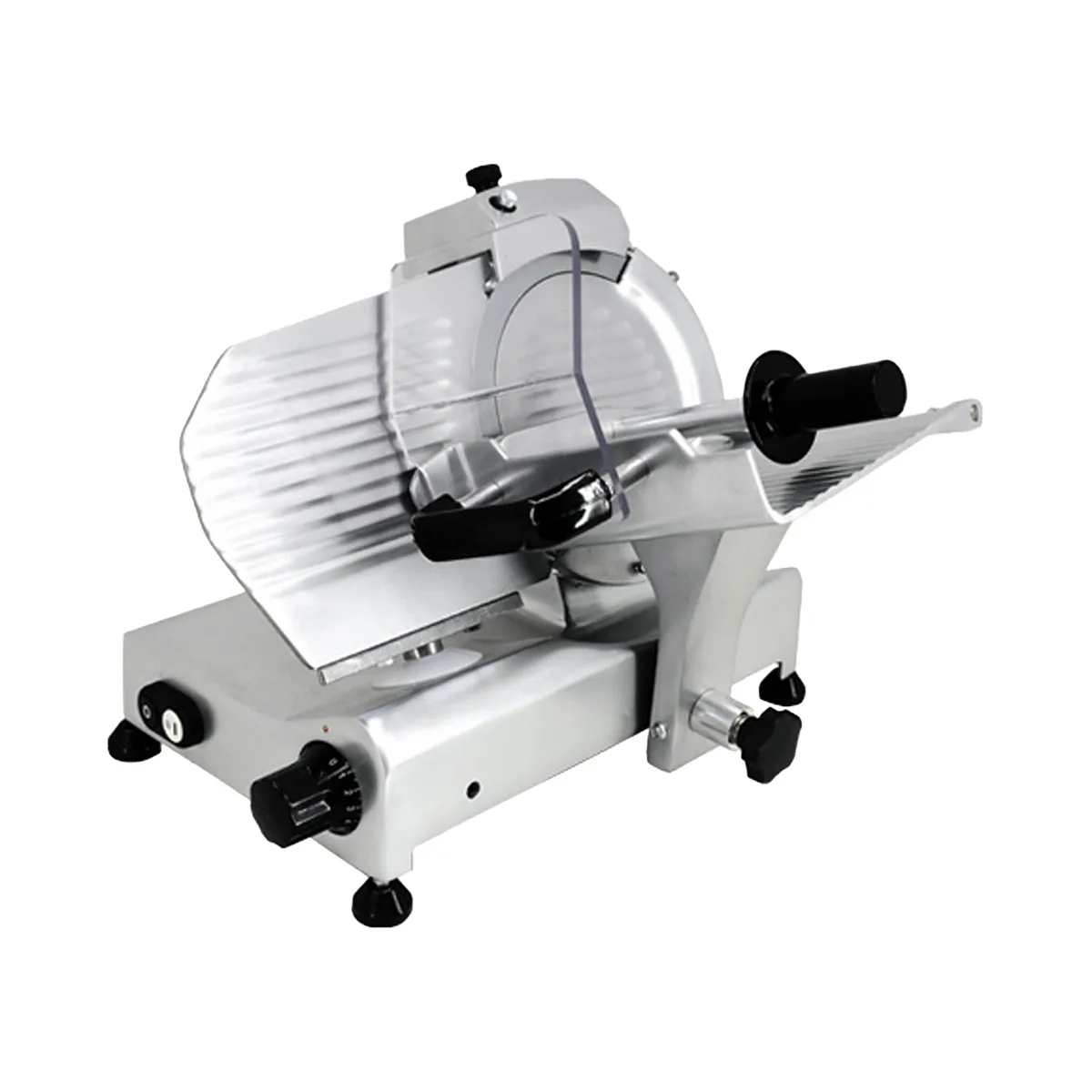 Omcan USA 31342 9" Belt-Driven Commercial Meat Slicer, Anodized Aluminum, 1/4 HP Motor, Manual Angle/Gravity Feed