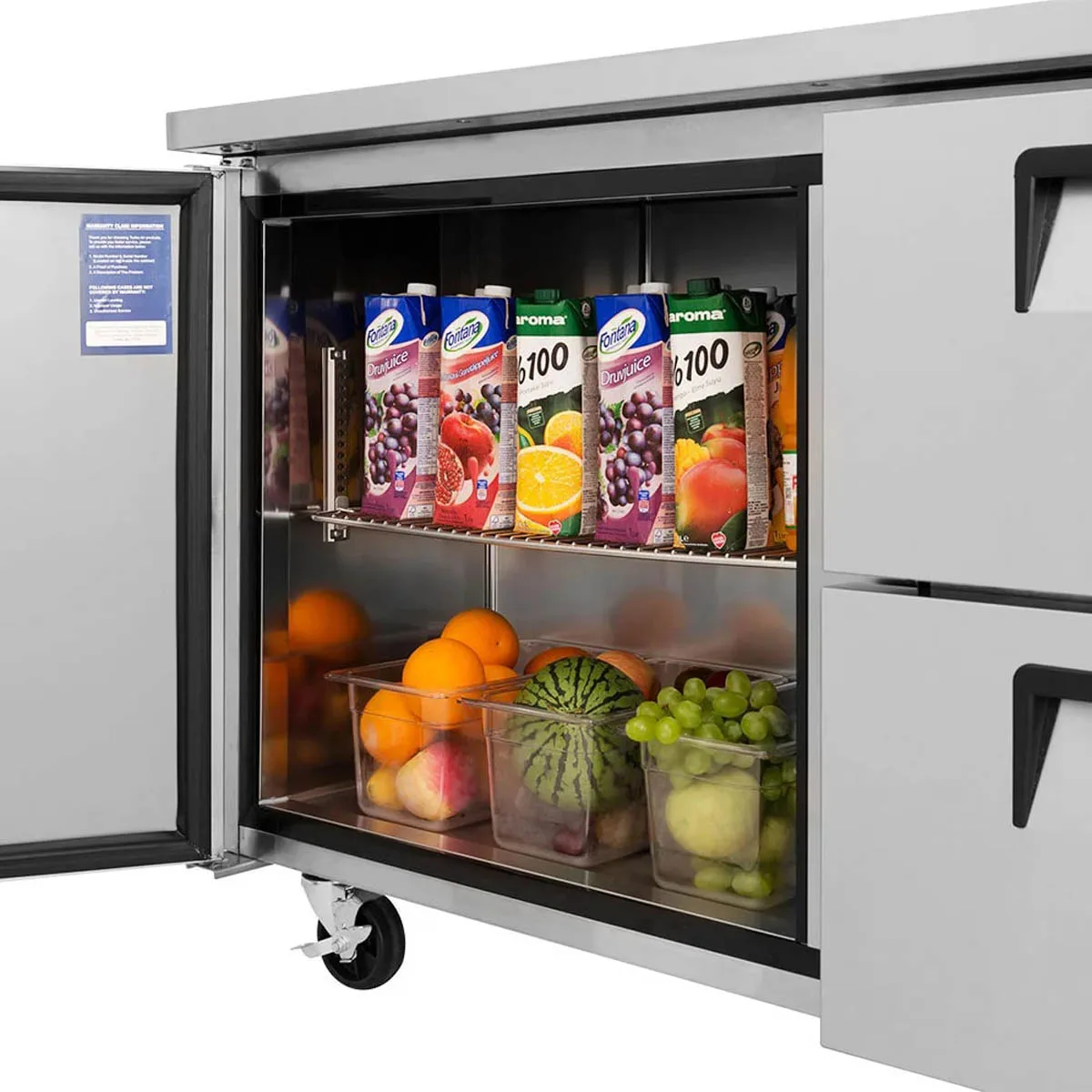 Turbo Air TUR-60SD-D2-N 60" Undercounter Refrigerator, Stainless Steel, 17 cu ft, 1 Door 2 Drawers