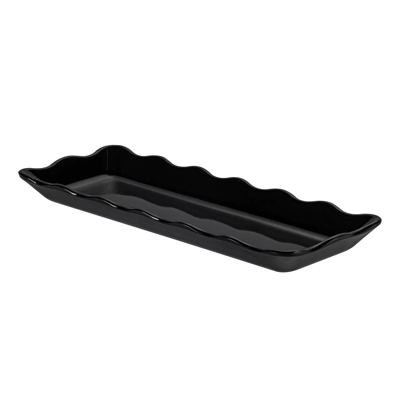 CACChina MLSC-RT14-K Rectangular China Platter, 13½" W x 5¼" D x 1¼" H, Scallop Rim, Black - Dozen