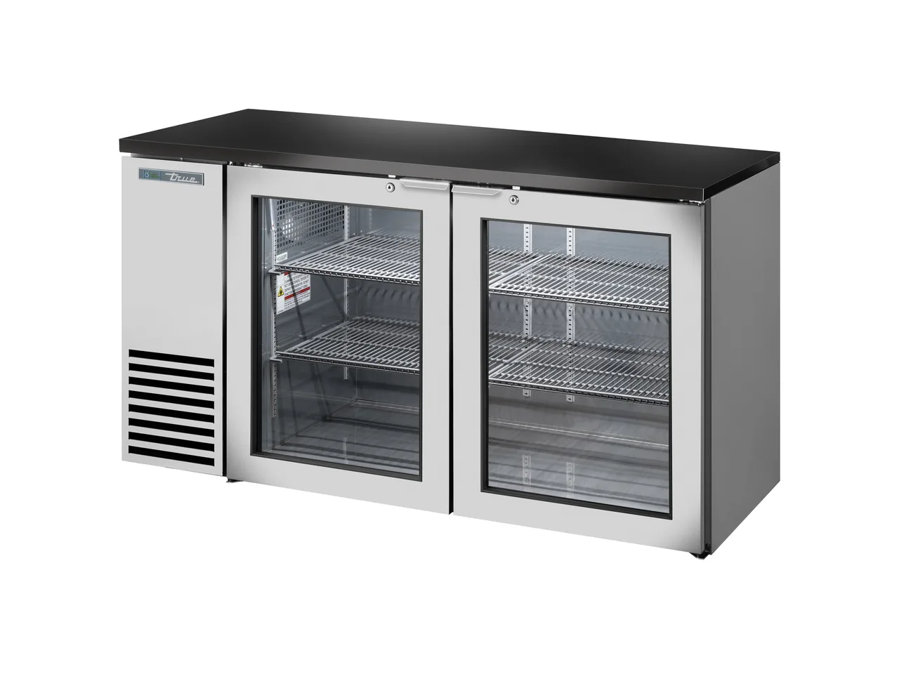 True TBB24-60-2G-Z1-BST-S-1 60" Cooler, 89 6-Pack 12 oz or 2 1/2-Barrel, Black, R290, 115V, USA