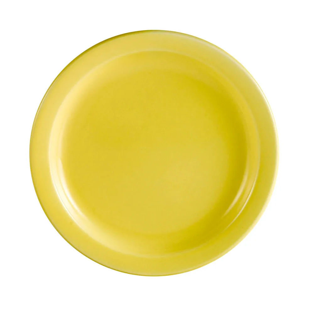 CAC China L-7NR-Y Las Vegas Plate – 7-1/4" Dia., 3/4" H, Round, Narrow Rim, Yellow Ceramic – 1 Dozen
