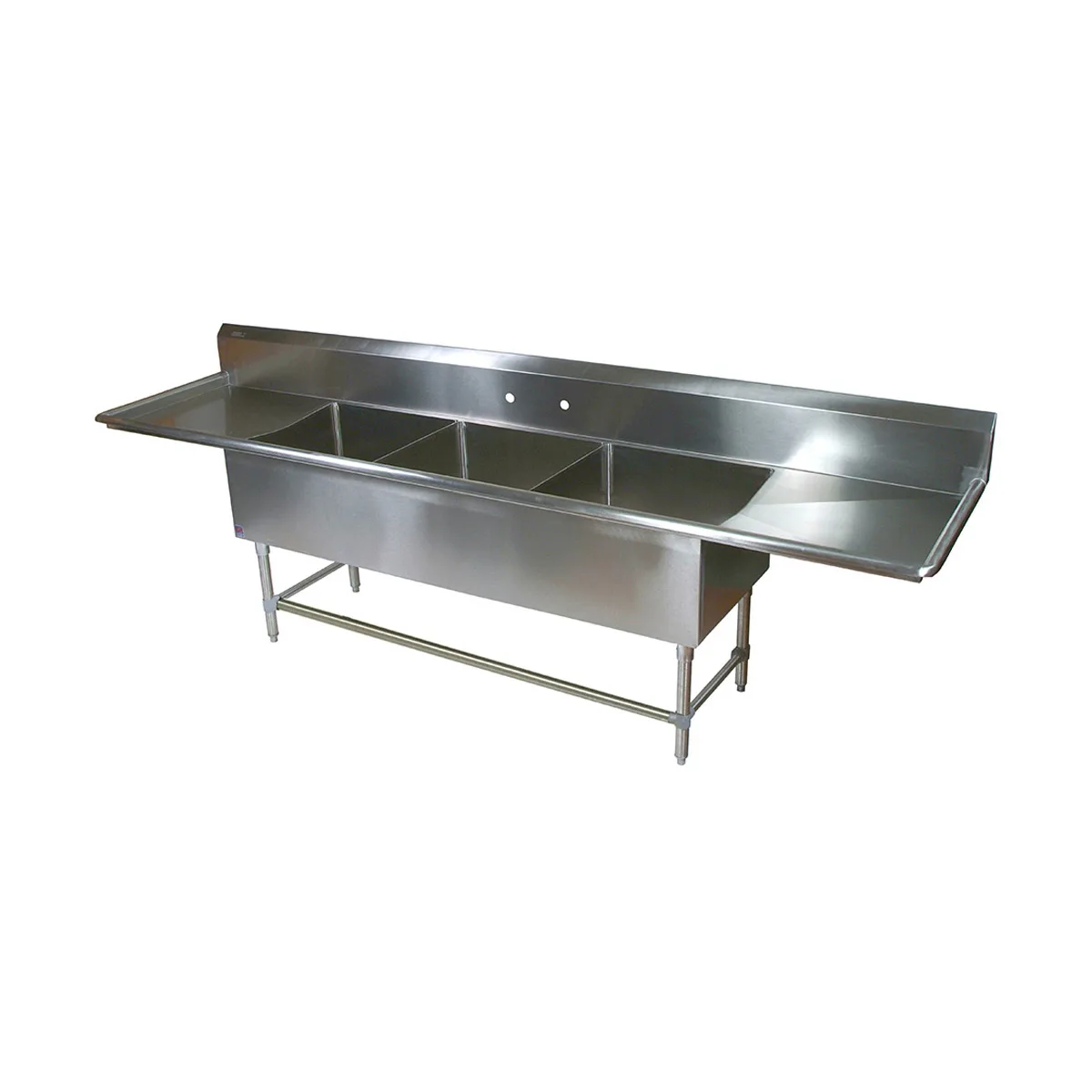 John Boos 3PB1824-2D24 105" Three Compartment Sink, 18"W x 24"L Bowl With 2 Drainboards
